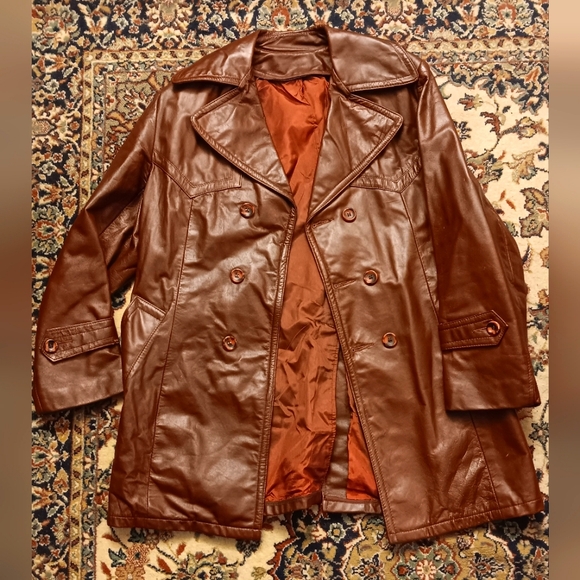 1970s sears leather coat - Picture 1 of 3